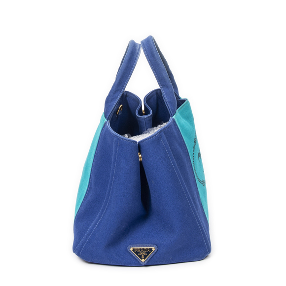 Prada Medium Bicolor Canapa Tote - Picture 4 of 9